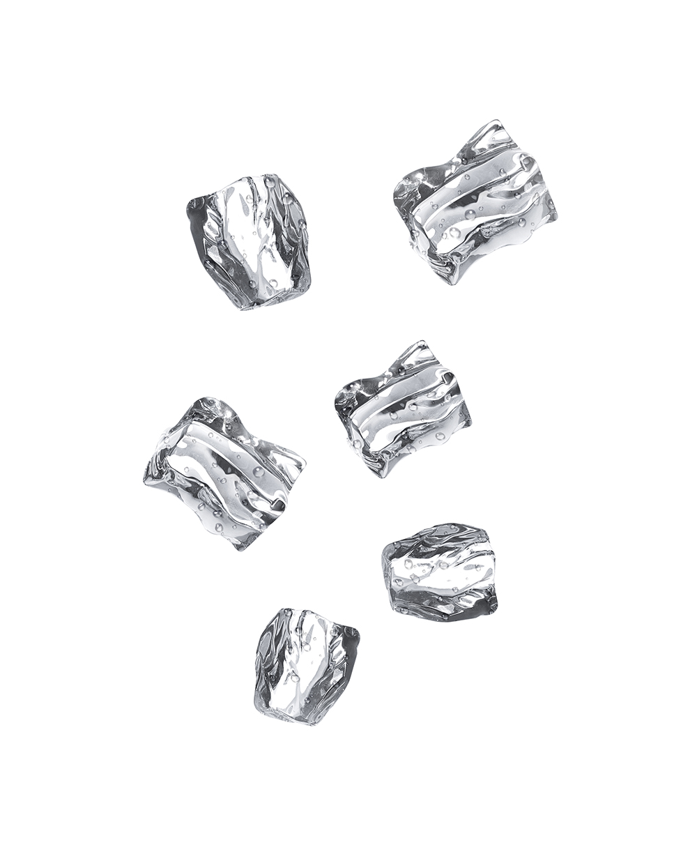 isolated ice cubes on a white background